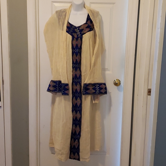 Sleeveless Dress Long with shawl - Picture 3 of 3